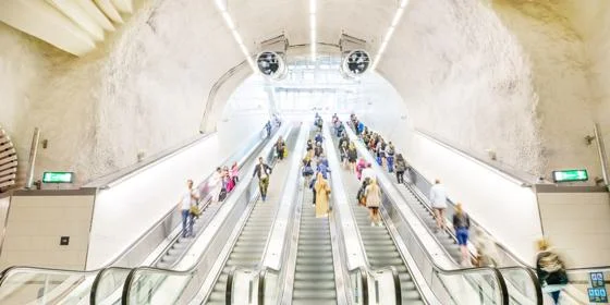 people on escalator