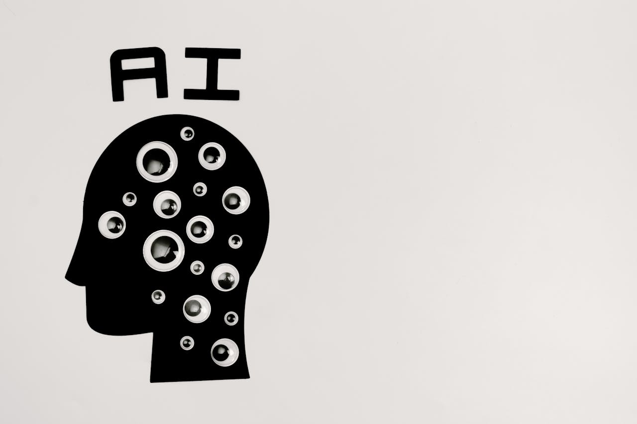 AI head silhouette with connected nodes