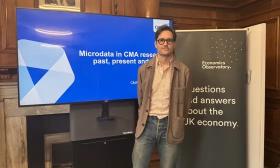 Jakob Schneebacher presenting a title slide: "Microdata in CMA research"