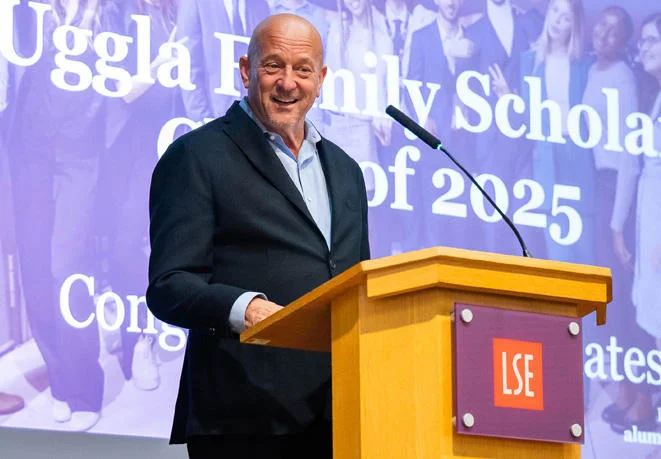 Lance Uggla speaks at the 2025 celebration of Uggla Scholars