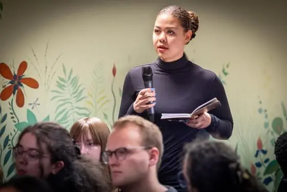 Audience member asking a question