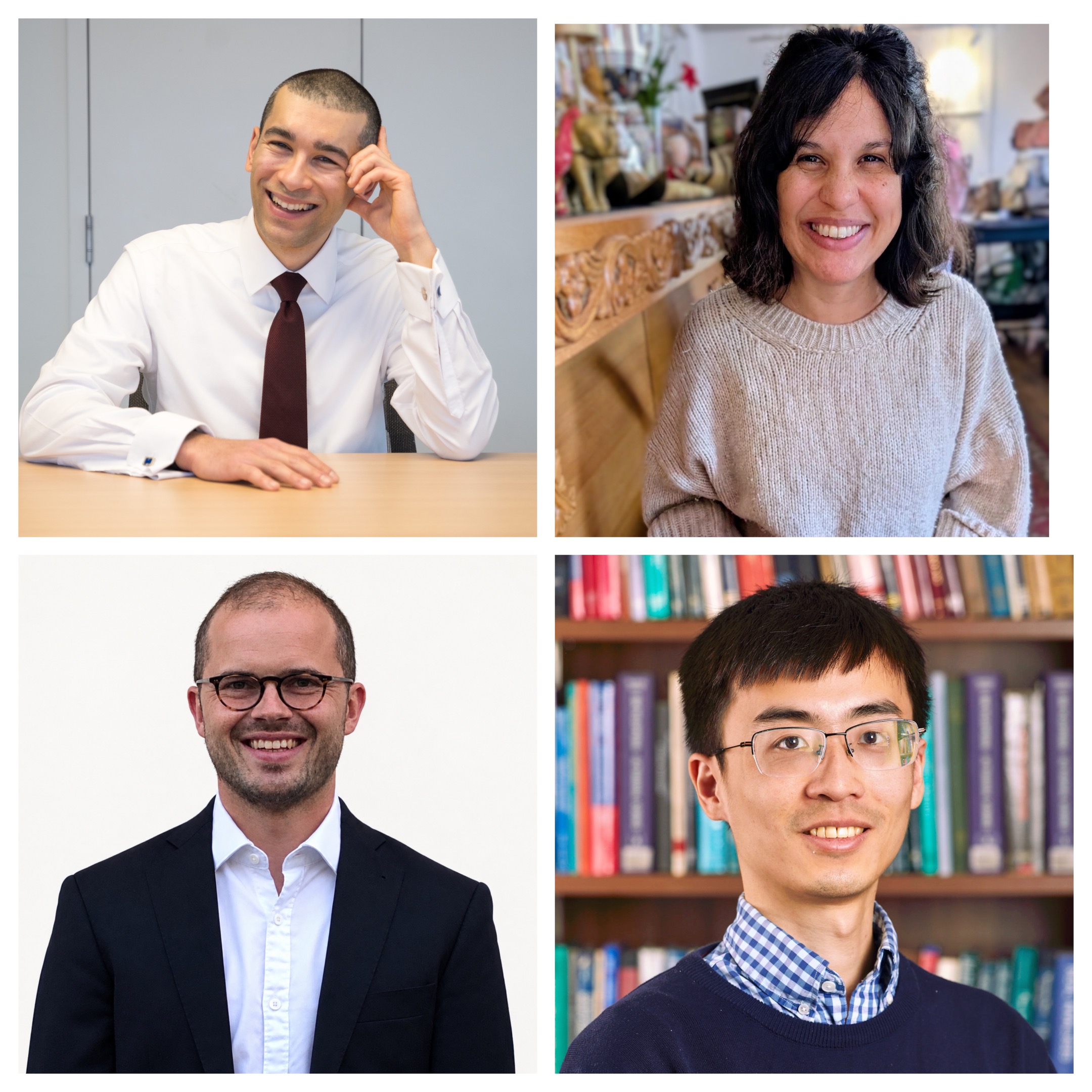 A collage of profile photographs showing Dr Jake Richards, Dr Roxana Willis, Dr Richard Martin, Professor Tengyao Wang