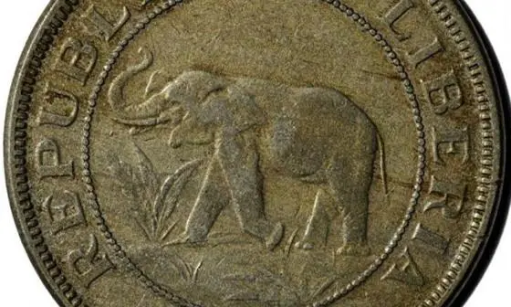 A Liberian dollar, featuring an elephant