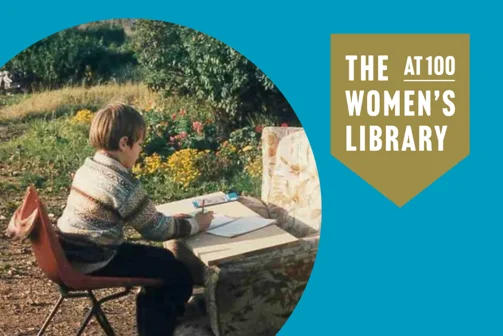 A graphic including a child sat writing at a makeshift table