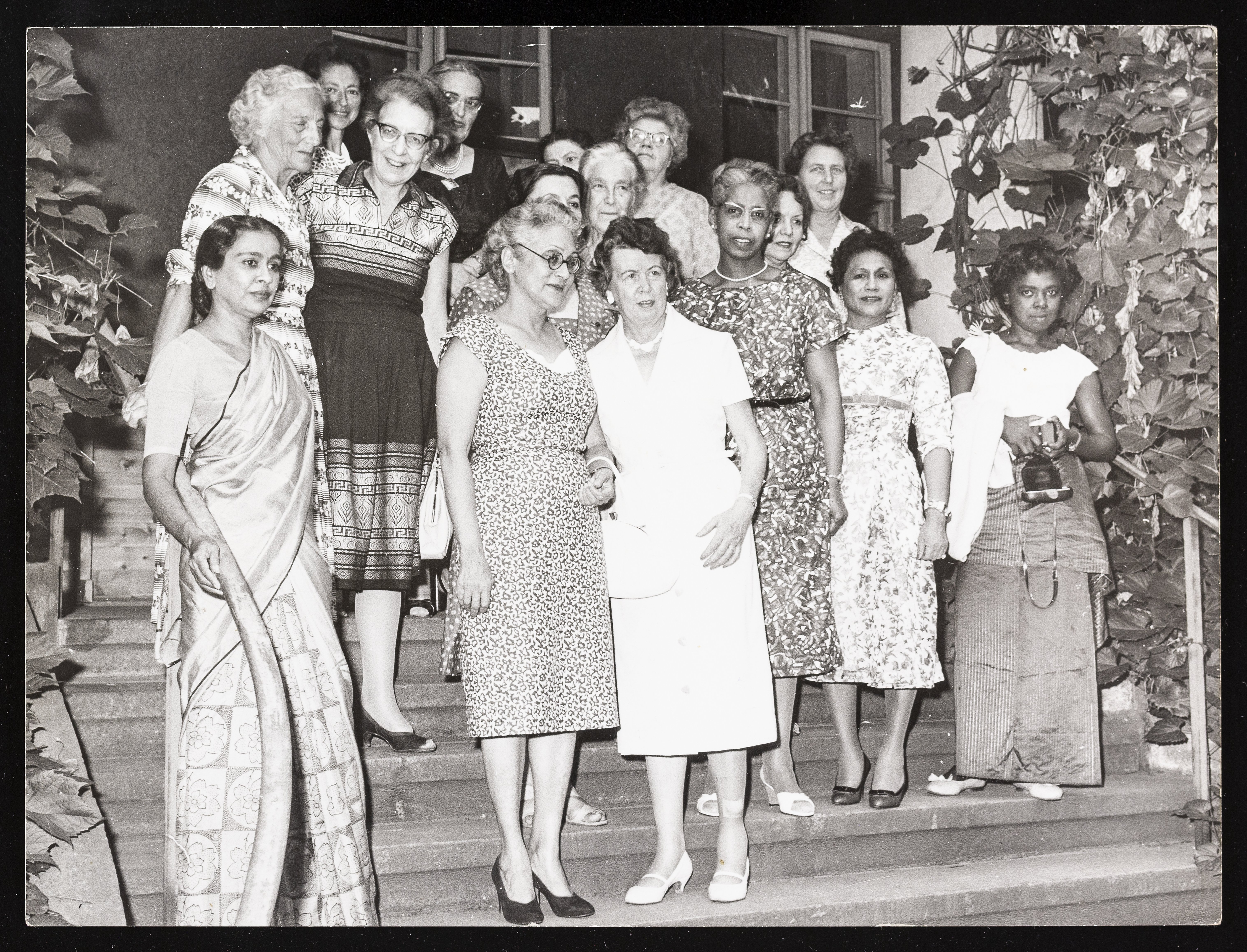 Attendees at a 'Meeting of the Board of the [International] Alliance [of Women] Jul 1959. Berlin'.