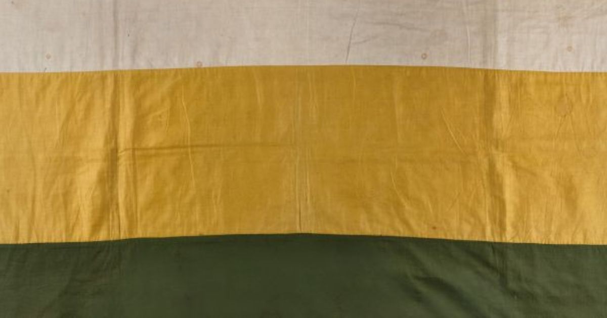 A white, gold and green WFL banner with the text DARE TO BE FREE