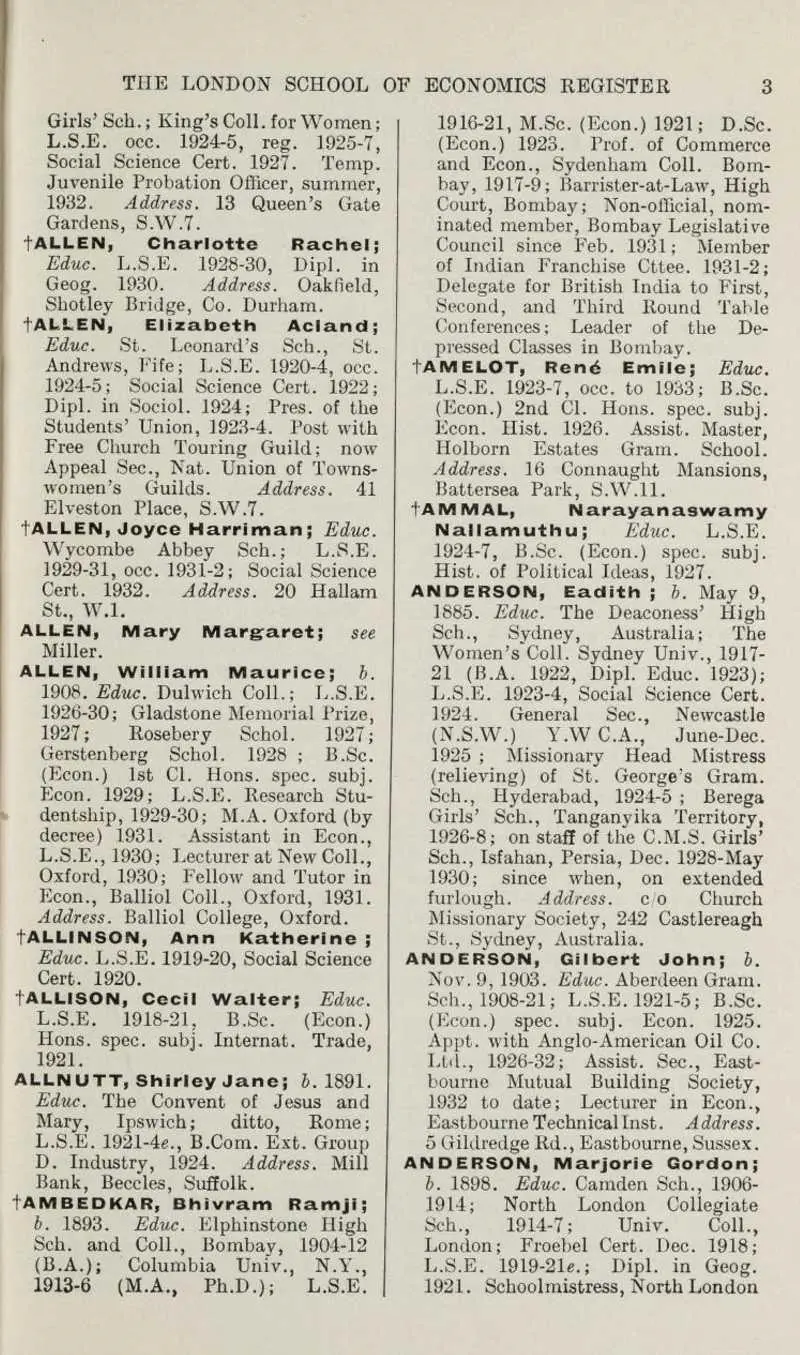 LSE Register of Students, 1895 – 1919.