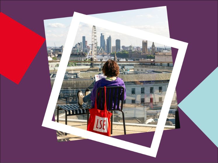 Student looking out over London.
