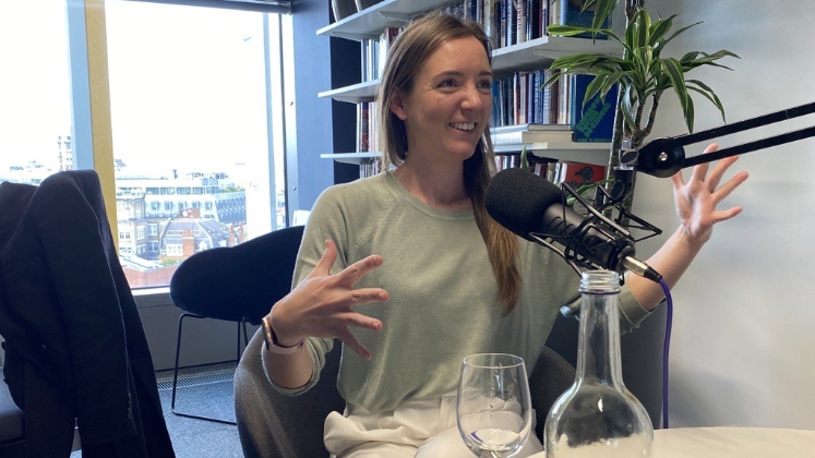 Woman being interviewed