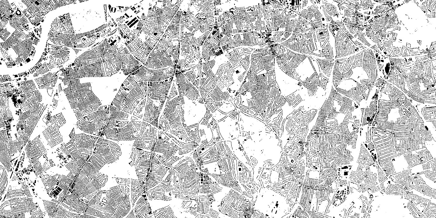 black and white map of south London