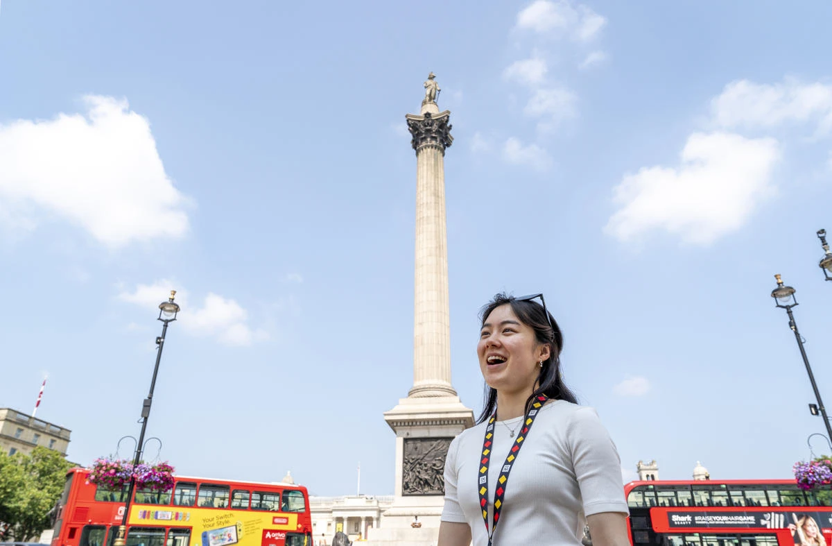 Students at Trafalgar square, London in June 2024