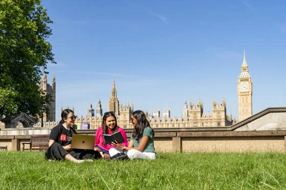 Students at the front of Westminster, London in June 2024