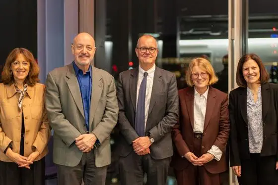 Lord Patrick Vallance with LSE senior leadership and Professors Helen Margetts and Cosmina Dorobantu from LSE's Data Science Institute.