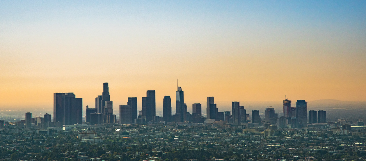 View of Los Angeles at twilight.