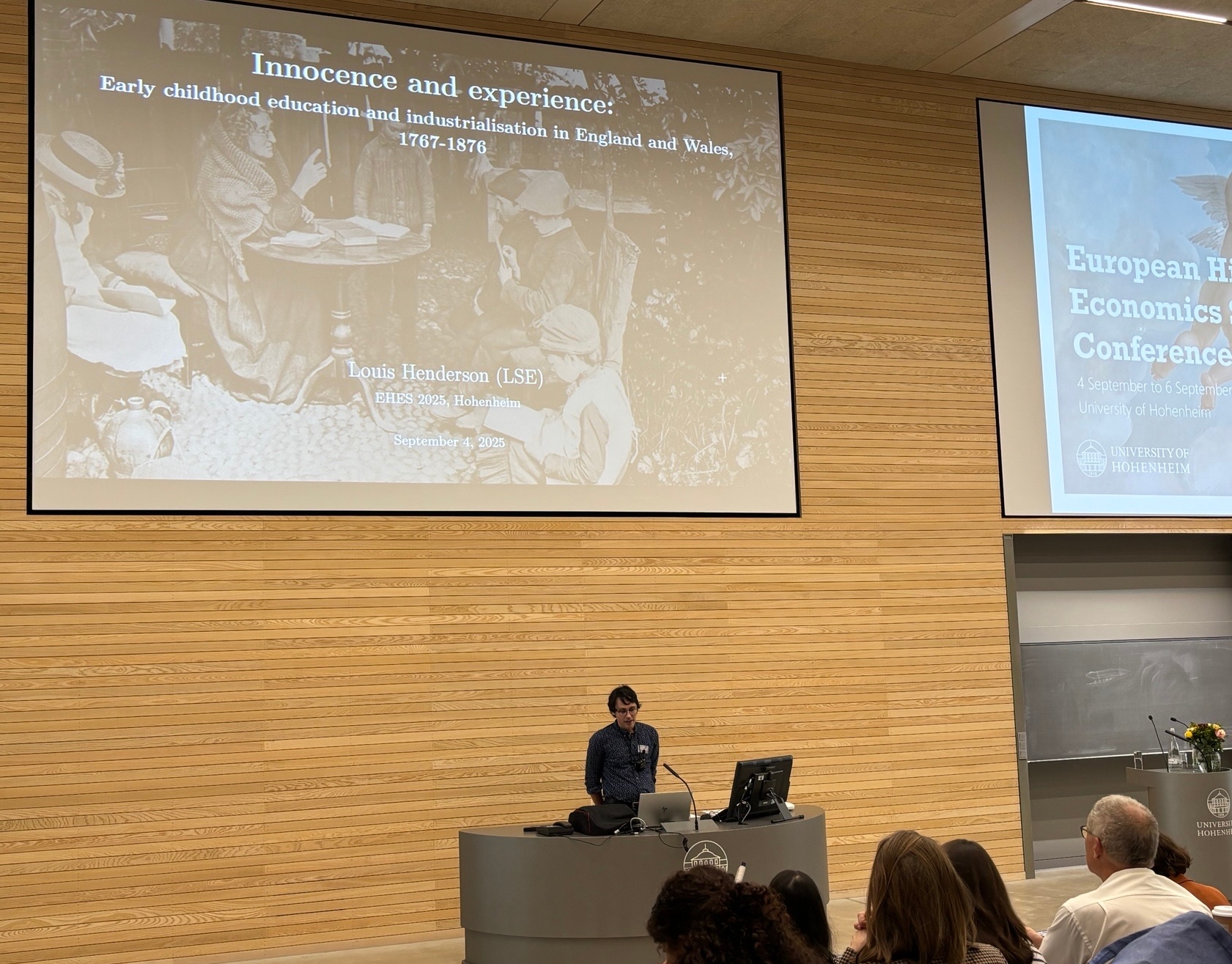 Research presentation at the European Historical Economics Society Conference, exploring early childhood education and industrialisation in England and Wales.