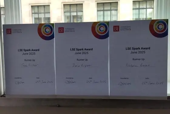 LSE Spark Award diplomas