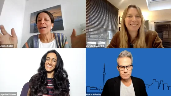 LSE Cities Urban Age Podcast Screenshot of four individuals on an online video conference call