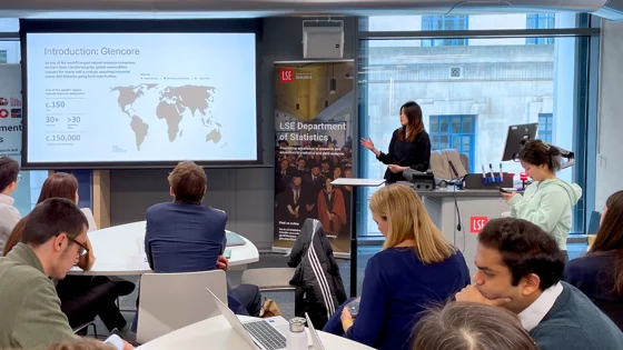LSE Department of Statistics students presenting on campus