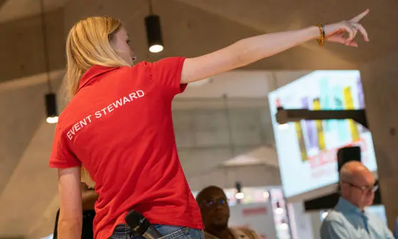Steward pointing at LSE Festival