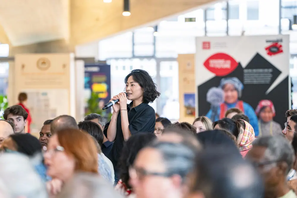 A woman speaking at an LSE Event