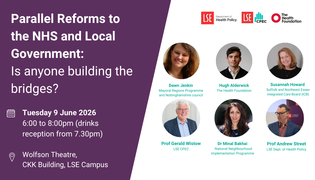 Parallel Reforms to the NHS and Local Government: Is Anyone Building the Bridges? With headshots of panel members