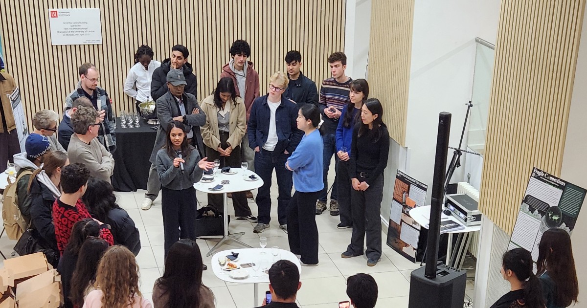 Students speaking at LSE Journal of Geography and Environment launch event