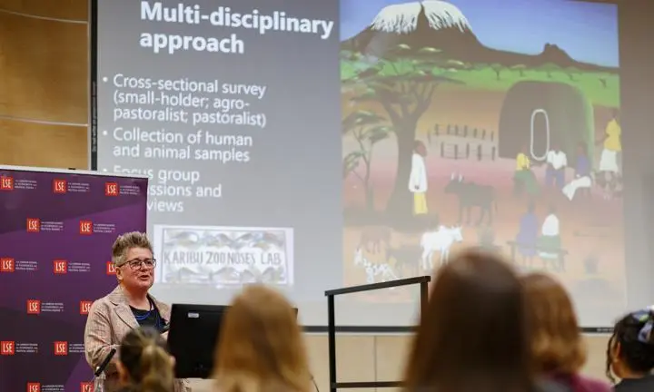 Jo Sharp delivering the 2025 Sylvia Chant lecture.