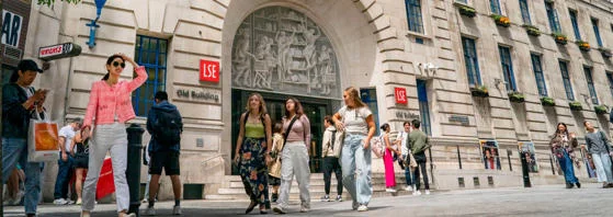 Students walking outside LSE's Old Building