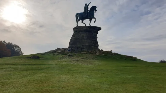 The Copper horse, a large equestrian statue of King George the third located at the end of The Long Walk in Windsor Great Park near the Cumberland Lodge.