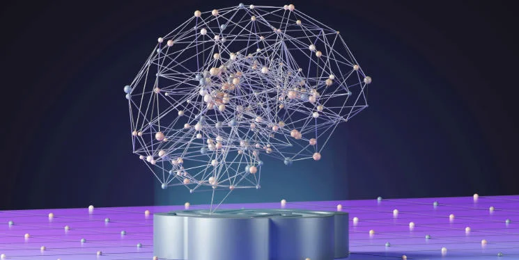 An abstract sphere with dots and lines