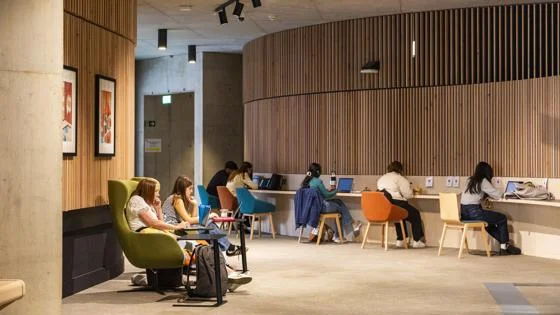 Students sat studying in The Marshall Building