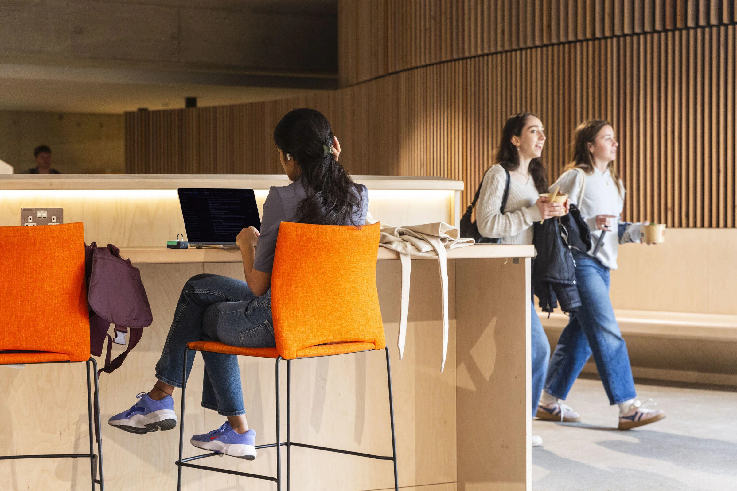 Students in the Marshall Building