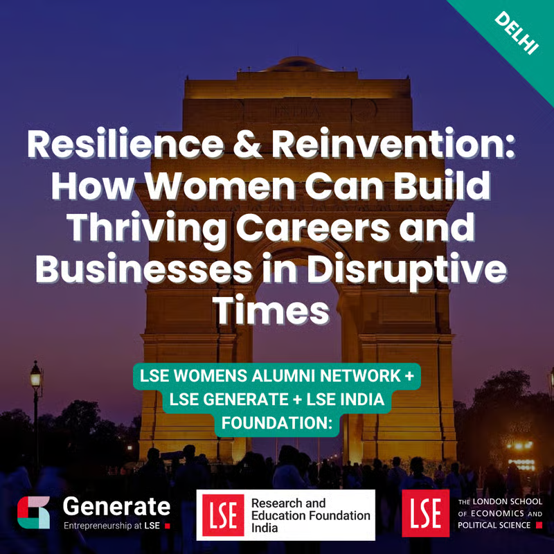 Graphic advertising a women's event hosted by LSE Research and Education Foundation