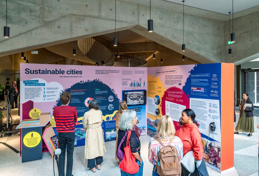 LSE Festival exhibition wall on sustainable cities