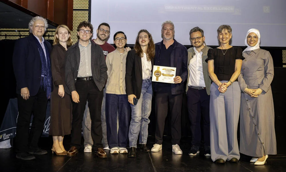 Members of the Department of International Relations receiving their LSESU Award for Departmental Excellence 2026