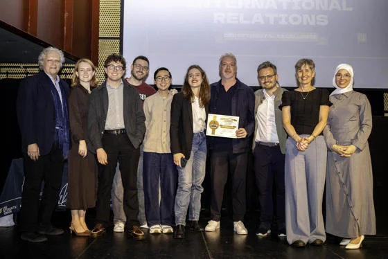 Members of the Department of International Relations receiving their LSESU Award for Departmental Excellence 2026