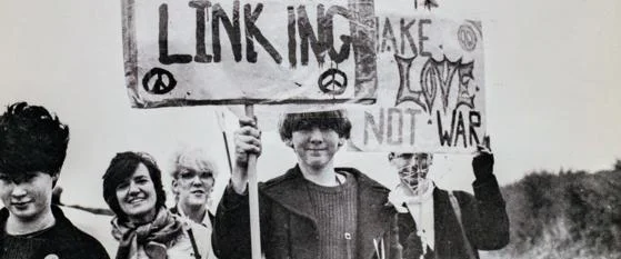 A group of protestors with placards