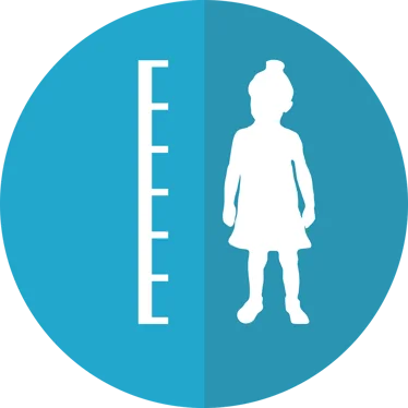 An outline of a child and a height chart