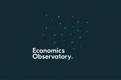 Economics Observatory logo: text mark with a constellation of coloured points above.