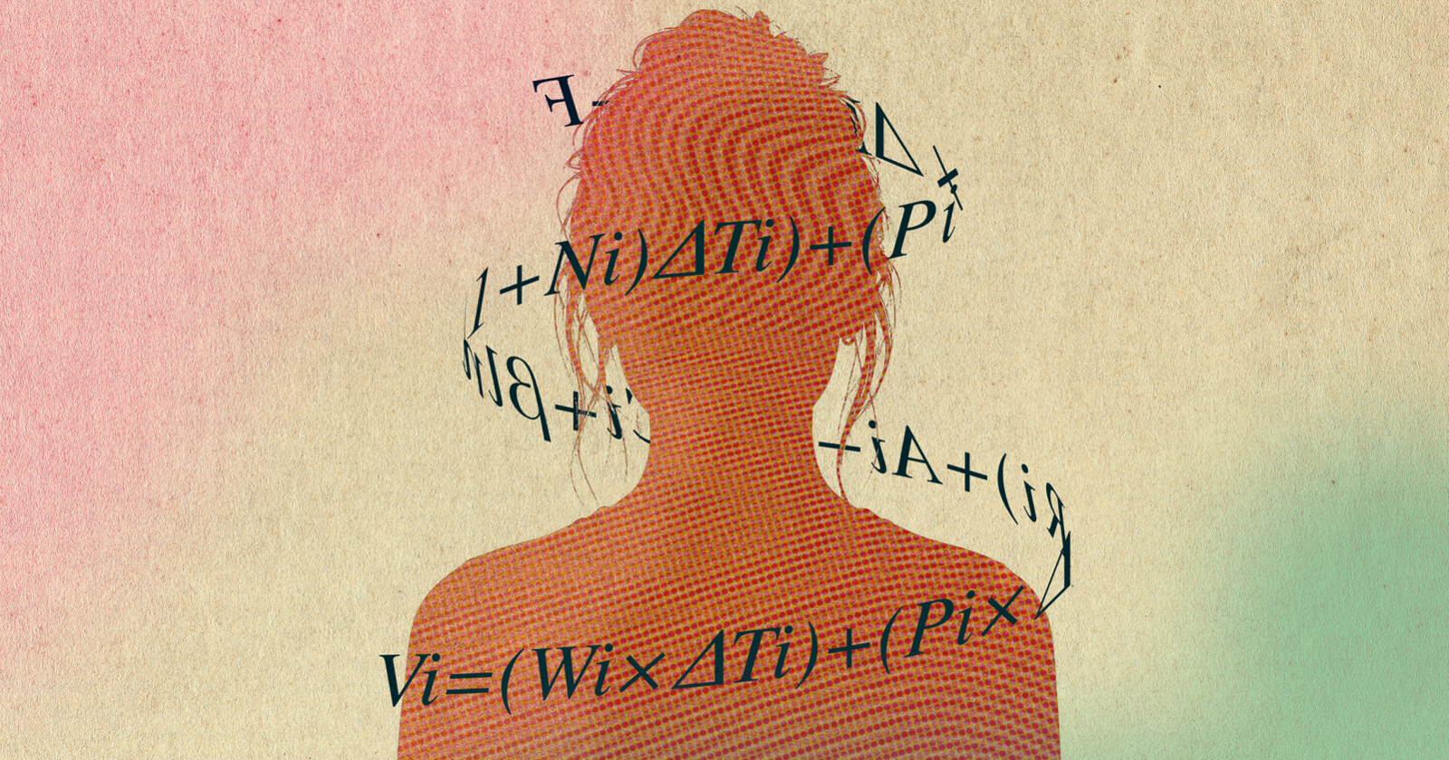 woman's silhouette with maths equations