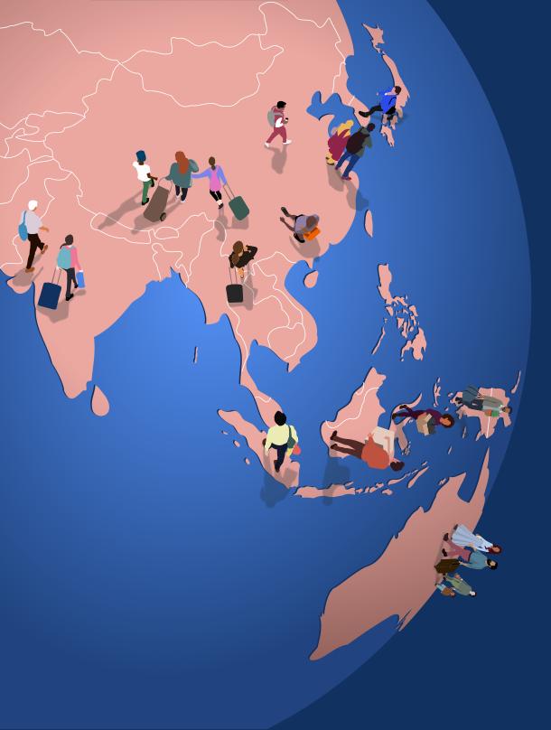 Graphic showing movement across the globe