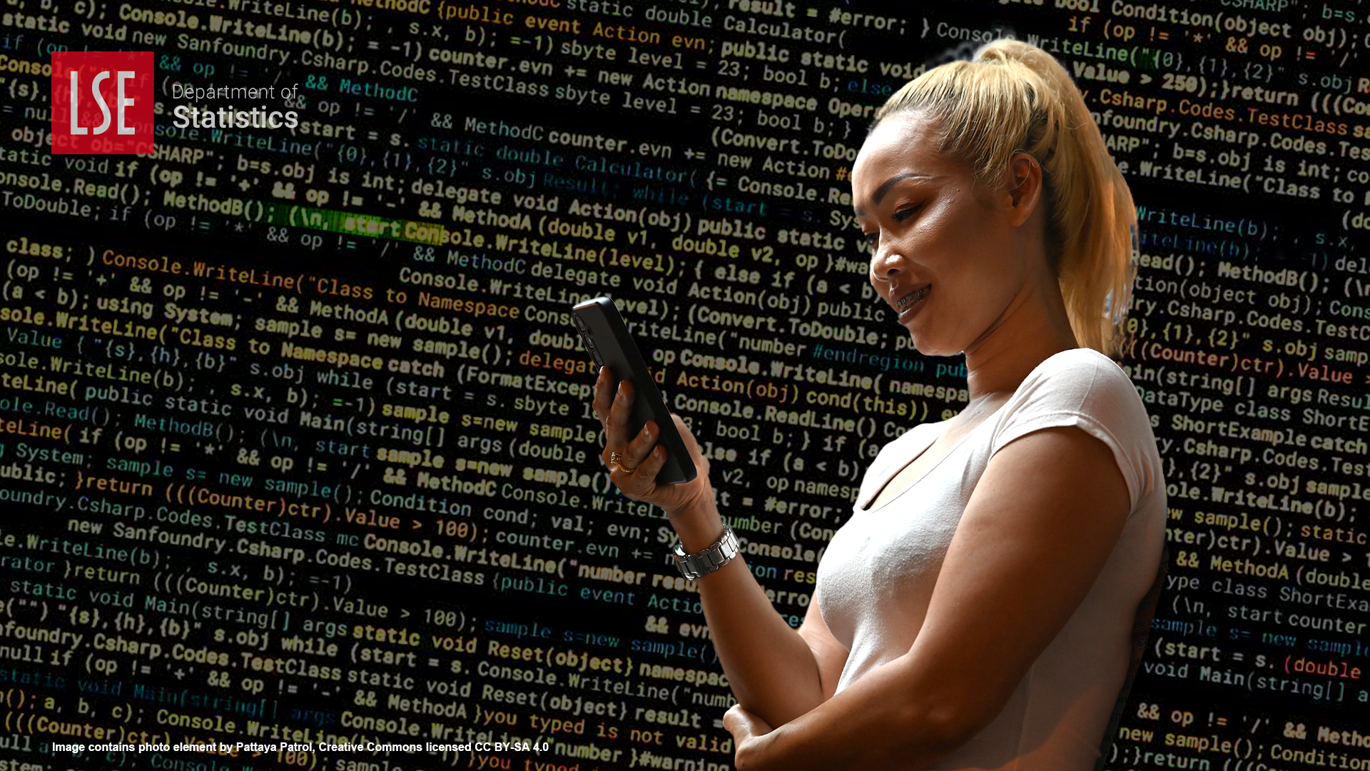 MCGRAD blog graphic with lines of code and a woman reading her phone