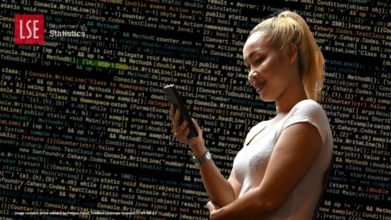 MCGRAD blog graphic with lines of code and a woman reading her phone