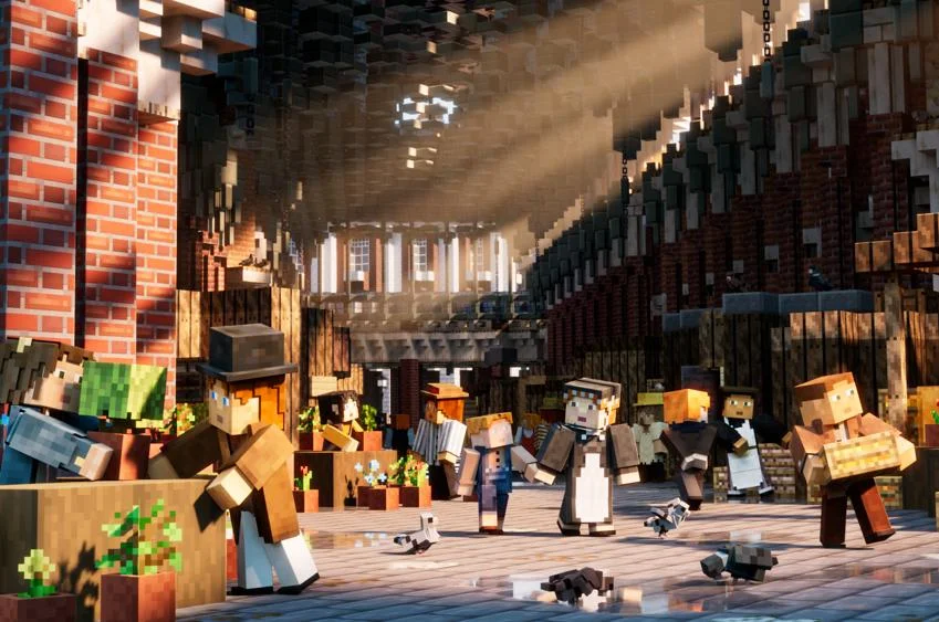 A Minecraft world version of Covent Garden in Victorian London