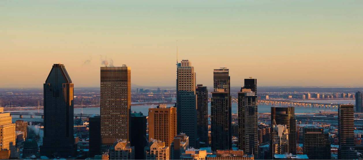 Montreal skyline at sunset