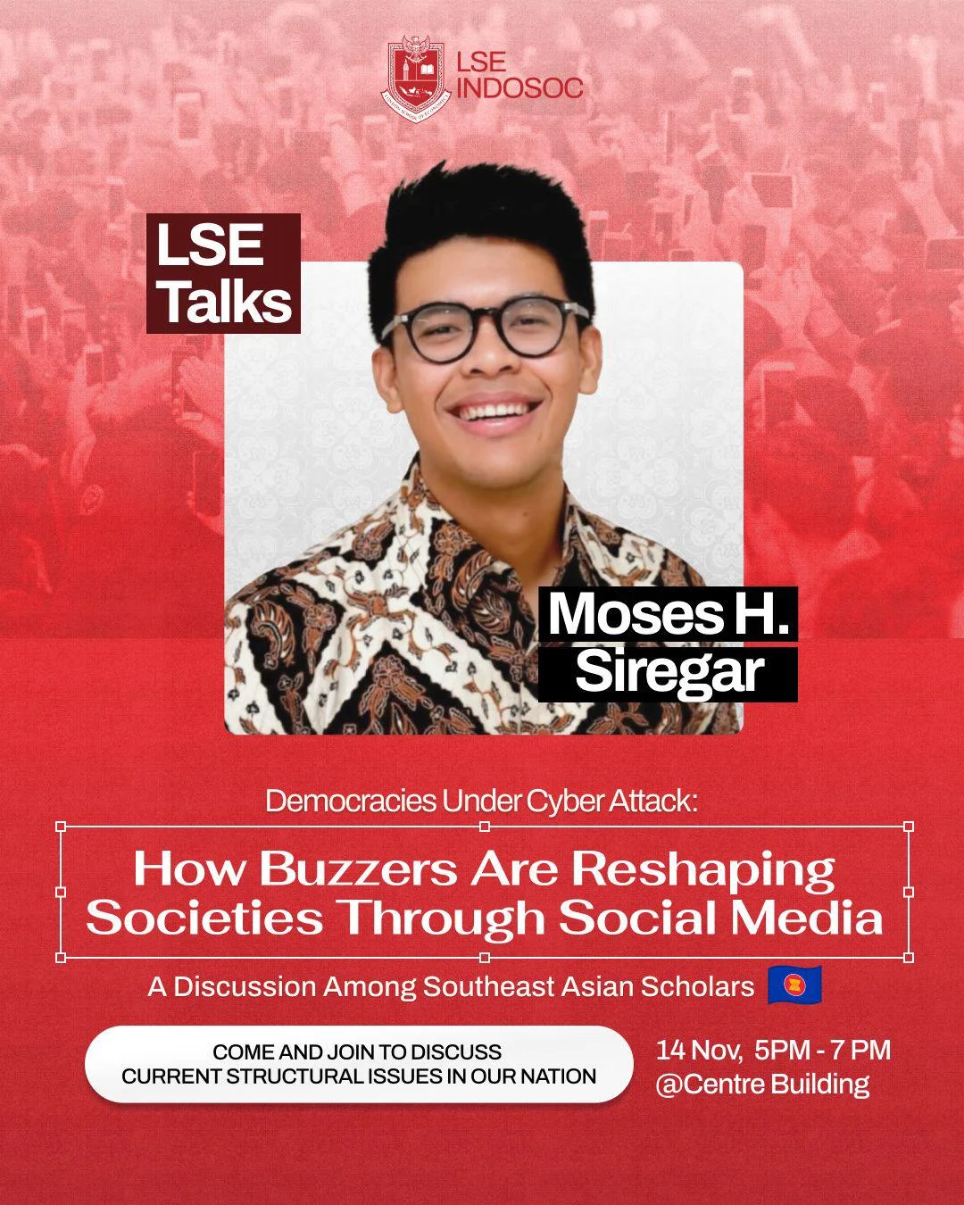 Poster advertising Moses H. Siregar's talk