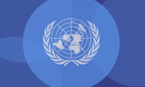 UN logo on a blue background