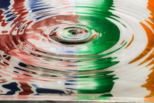 UK and Ireland flags in water ripples