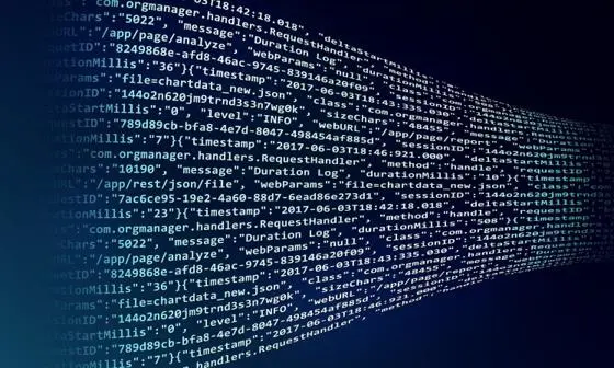 Data and code on screen stretching into distance