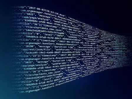 Data and code on screen stretching into distance